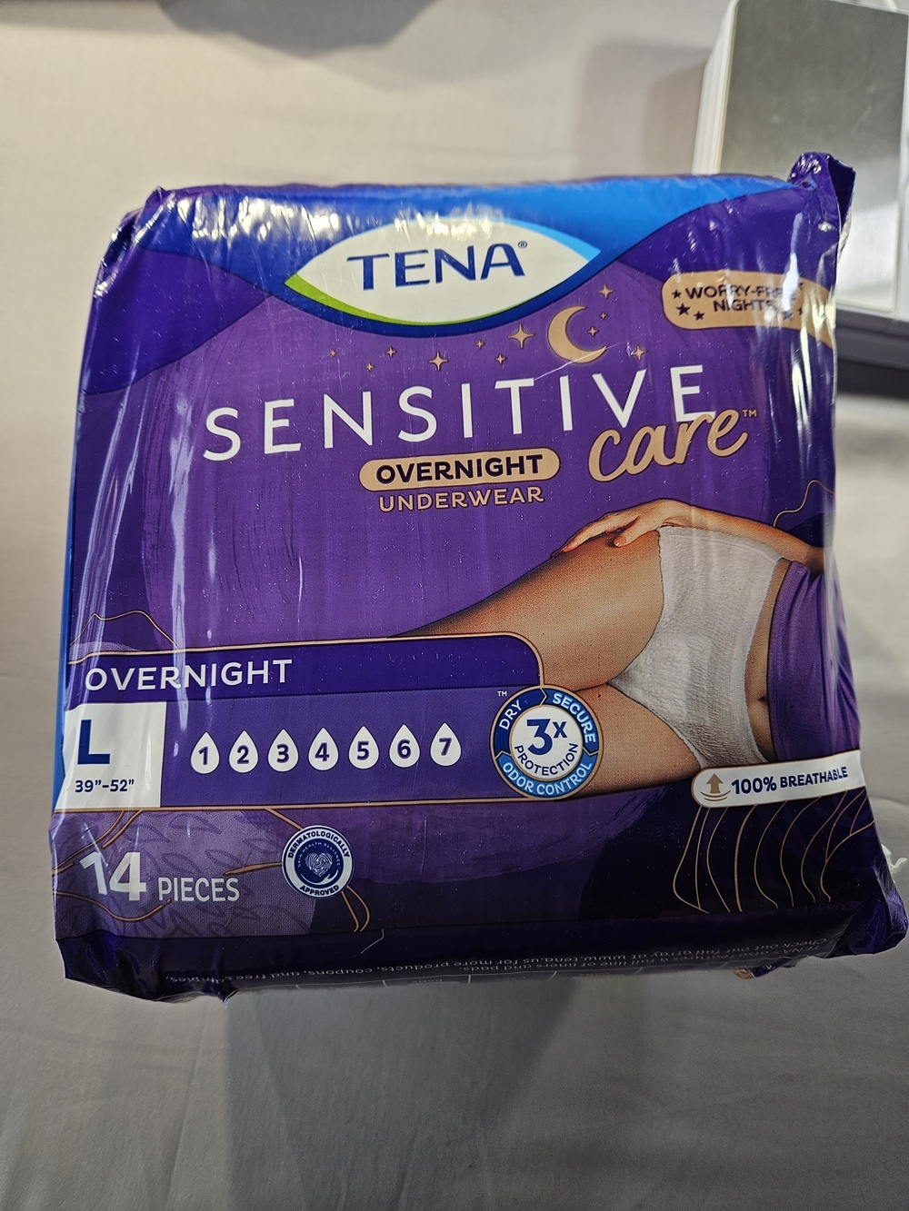 TENA Sensitive Care Overnight Underwear - Purple Sz L